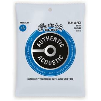 Martin Strings MA150PK3 Authentic Acoustic SP 80/20 Bronze 3-pack Medium